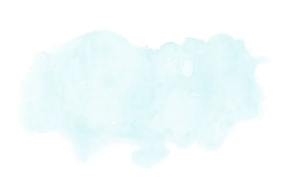 Abstrakt akvarell bakgrundsbild med en flytande splatter av akvarellfärg, isolerad på vitt. Ljusblå toner — Stockfoto