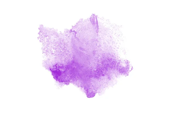 Image abstraite de fond aquarelle avec une éclaboussure liquide de peinture aquarelle, isolée sur blanc. Tons violets — Photo