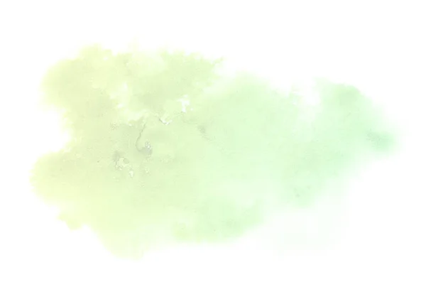 Astratto acquerello immagine di sfondo con uno schizzo liquido di vernice acquerello, isolato sul bianco. toni pastello verde e giallo — Foto Stock