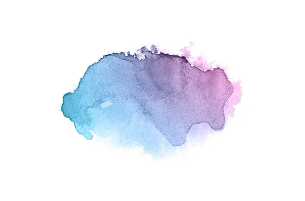 Absztrakt akvarell háttérkép egy folyékony fröccs a Aquarelle festék, elszigetelt fehér. Rózsaszín és kék pasztell árnyalatok — Stock Fotó