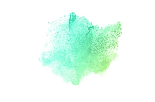 Imagem de fundo aquarela abstrata com um respingo líquido de tinta aquarelle, isolado sobre branco.tons pastel verde e amarelo — Fotografia de Stock