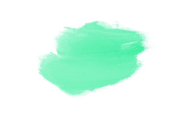 Smear en textuur van lippenstift of acrylverf geïsoleerd op witte achtergrond. Turquoise kleur — Stockfoto