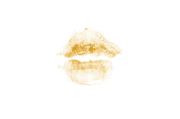 Läppstift kyss märke på vit bakgrund. Vackra läppar isolerade. Beige färg — Stockfoto