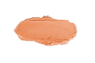 Smear ve ruj veya akrilik boya beyaz arka plan üzerinde izole doku. Lipgloss veya sıvı oje leke örneği inme. Güzellik kozmetik tasarım için eleman. Turuncu renk