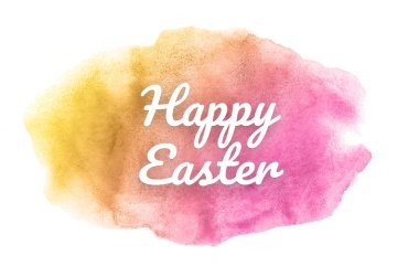 Kova boyası sıvı bir sıçrama ile soyut suluboya arka plan görüntüsü. Pembe ve sarı tonları. Mutlu paskalya