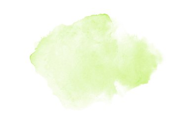 Beyaz üzerine izole edilmiş, sıvı bir kova boyası ile soyut suluboya arka plan görüntüsü. Yeşil tonları