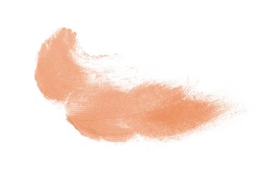 Smear ve ruj veya akrilik boya beyaz arka plan üzerinde izole doku. Lipgloss veya sıvı oje leke örneği inme. Güzellik kozmetik tasarım için eleman. Turuncu renk