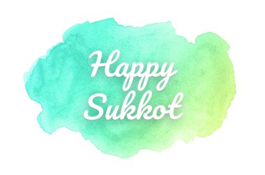 Kova boyası sıvı bir sıçrama ile soyut suluboya arka plan görüntüsü. Yeşil ve sarı pastel tonları. Mutlu Sukkot