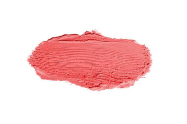 Smear ve ruj veya akrilik boya beyaz arka plan üzerinde izole doku. Lipgloss veya sıvı oje leke örneği inme. Güzellik kozmetik tasarım için eleman. Kırmızı renk