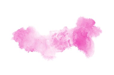 Beyaz üzerine izole edilmiş, sıvı bir kova boyası ile soyut suluboya arka plan görüntüsü. Pembe tonları