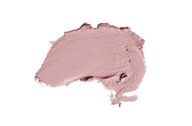 Smear ve ruj veya akrilik boya beyaz arka plan üzerinde izole doku. Lipgloss veya sıvı oje leke örneği inme. Güzellik kozmetik tasarım için eleman. Koyu kırmızı renk