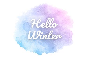 Kova boyası sıvı bir sıçrama ile soyut suluboya arka plan görüntüsü. Pembe ve mavi pastel tonları. Merhaba kış