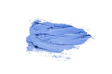 Smear ve ruj veya akrilik boya beyaz arka plan üzerinde izole doku. Lipgloss veya sıvı oje leke örneği inme. Güzellik kozmetik tasarım için eleman. Mavi renk