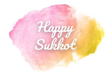 Kova boyası sıvı bir sıçrama ile soyut suluboya arka plan görüntüsü. Pembe ve sarı tonları. Mutlu Sukkot