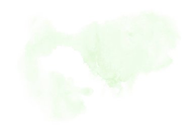 Beyaz üzerine izole edilmiş, sıvı bir kova boyası ile soyut suluboya arka plan görüntüsü. Yeşil tonları