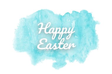 Kova boyası sıvı bir sıçrama ile soyut suluboya arka plan görüntüsü. Açık mavi tonları. Mutlu paskalya