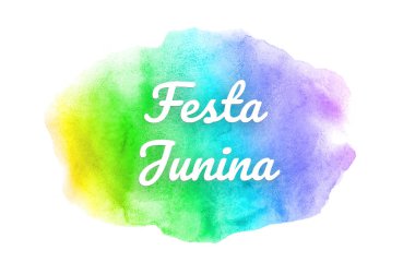 Abstract watercolor background image with a liquid splatter of aquarelle paint. Rainbow tones. Festa Junina