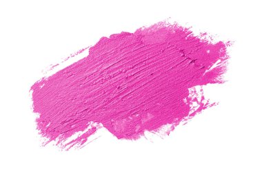 Smear ve ruj veya akrilik boya beyaz arka plan üzerinde izole doku. Pembe renk