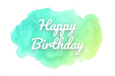 Kova boyası sıvı bir sıçrama ile soyut suluboya arka plan görüntüsü. Yeşil ve sarı pastel tonları. Doğum günün kutlu olsun