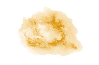 Beyaz üzerine izole edilmiş, sıvı bir kova boyası ile soyut suluboya arka plan görüntüsü. Açık turuncu tonları