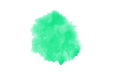 Beyaz üzerine izole edilmiş, sıvı bir kova boyası ile soyut suluboya arka plan görüntüsü. Turkuaz tonları