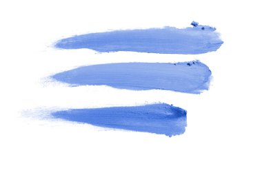 Smear ve ruj veya akrilik boya beyaz arka plan üzerinde izole doku. Lipgloss veya sıvı oje leke örneği inme. Güzellik kozmetik tasarım için eleman. Mavi renk