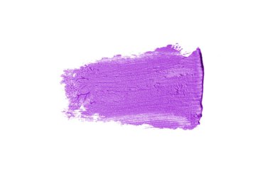 Smear ve ruj veya akrilik boya beyaz arka plan üzerinde izole doku. Lipgloss veya sıvı oje leke örneği inme. Güzellik kozmetik tasarım için eleman. Mor renk