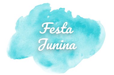 Abstract watercolor background image with a liquid splatter of aquarelle paint. Light blue tones. Festa Junina