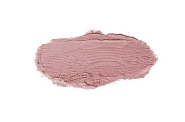 Smear ve ruj veya akrilik boya beyaz arka plan üzerinde izole doku. Lipgloss veya sıvı oje leke örneği inme. Güzellik kozmetik tasarım için eleman. Koyu kırmızı renk