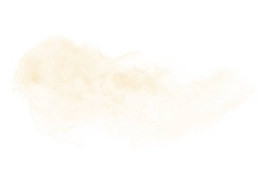 Beyaz üzerine izole edilmiş, sıvı bir kova boyası ile soyut suluboya arka plan görüntüsü. Açık turuncu tonları