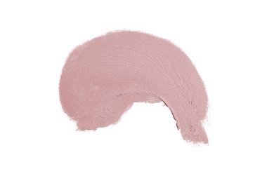 Smear ve ruj veya akrilik boya beyaz arka plan üzerinde izole doku. Lipgloss veya sıvı oje leke örneği inme. Güzellik kozmetik tasarım için eleman. Koyu kırmızı renk