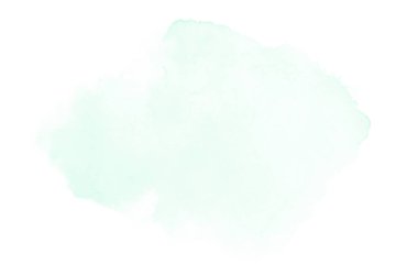 Beyaz üzerine izole edilmiş, sıvı bir kova boyası ile soyut suluboya arka plan görüntüsü. Turkuaz tonları