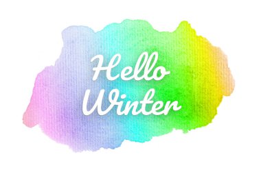 Soyut suluboya arkaplan resmi ve biraz da akvaryum boyası. Gökkuşağı tonları. Merhaba kış.