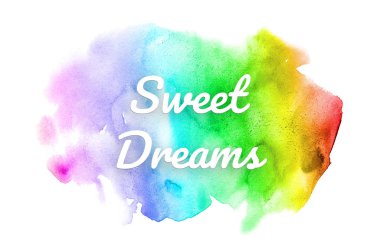 Soyut suluboya arkaplan resmi ve biraz da akvaryum boyası. Gökkuşağı tonları. Tatlı Rüyalar