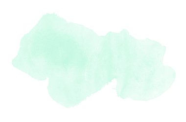 Beyaz üzerine izole edilmiş, sıvı bir kova boyası ile soyut suluboya arka plan görüntüsü. Turkuaz tonları