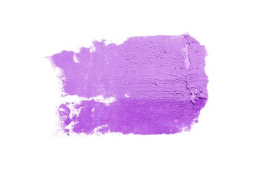 Smear ve ruj veya akrilik boya beyaz arka plan üzerinde izole doku. Lipgloss veya sıvı oje leke örneği inme. Güzellik kozmetik tasarım için eleman. Mor renk