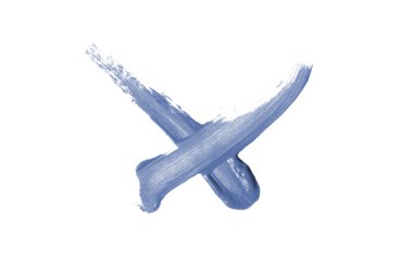 Parlak sıvı ruj smear onay işareti beyaz izole. Karanlık 