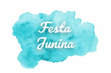 Abstract watercolor background image with a liquid splatter of aquarelle paint. Light blue tones. Festa Junina