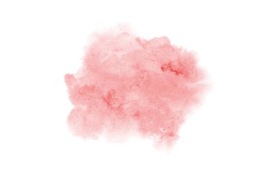 Aquarelle boya, üzerinde beyaz izole bir sıvı sıçrama ile suluboya arka plan görüntüsü. Kırmızı tonları