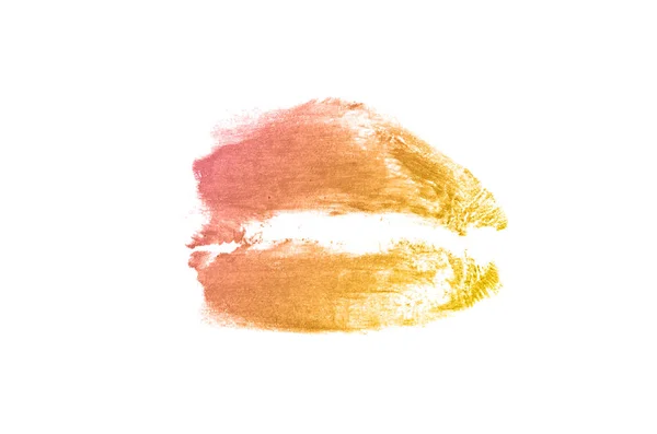 Läppstift kyss märke på vit bakgrund. Vackra läppar isolerade. Brons färg — Stockfoto