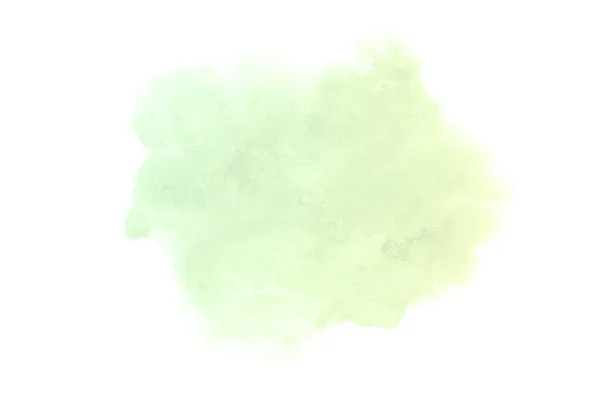 Abstract aquarel achtergrondafbeelding met een vloeibare Splatter van Aquarelle verf, geïsoleerd op wit. Groene en gele pasteltinten — Stockfoto