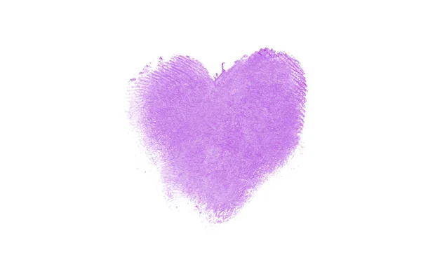 Рідка помада у формі серця розмивається ізольовано на білому тлі. Фіолетовий колір — стокове фото