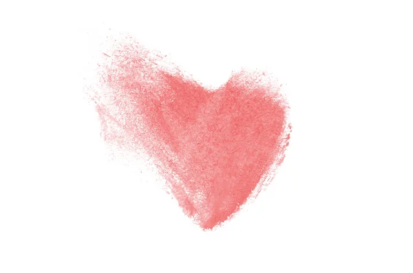 Liquid lipstick heart shape smudge isolated on white background. — Stock Photo, Image