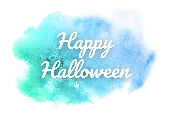 Abstrakte Aquarell-Hintergrundbild mit einem flüssigen Splatter von Aquarellfarbe. Blau und türkis Pastelltöne. fröhliches Halloween — Stockfoto