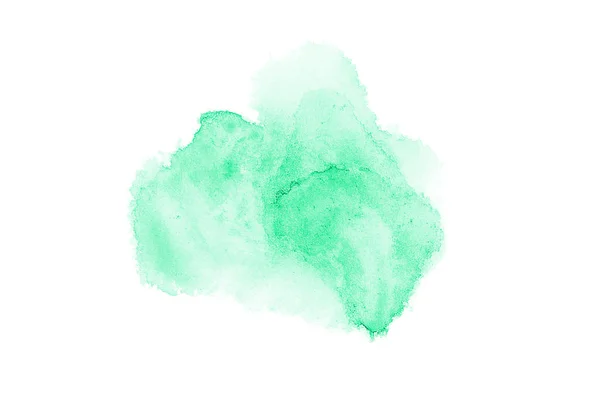 흰색에 고립 된 아쿠아렐 페인트의 액체 튀김추상 수채화 배경 이미지. 청록색 톤 — 스톡 사진
