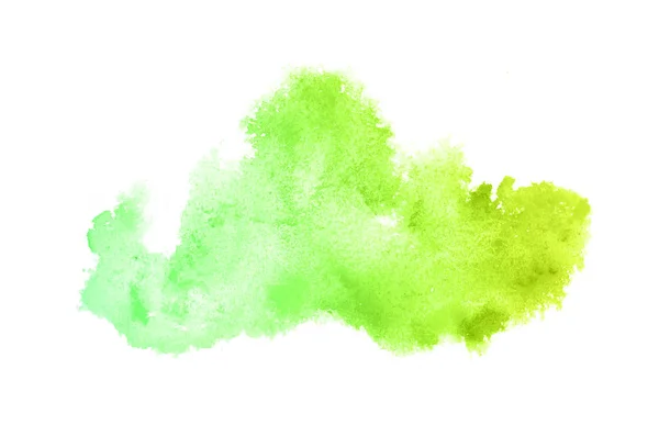 Abstract aquarel achtergrondafbeelding met een vloeibare Splatter van Aquarelle verf, geïsoleerd op wit. Groene en gele pasteltinten — Stockfoto