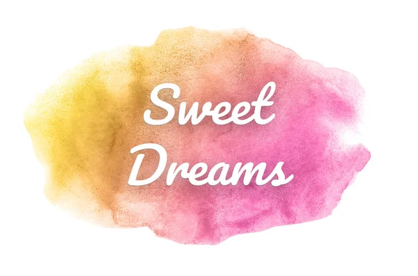 Abstract watercolor background image with a liquid splatter of aquarelle paint. Pink and yellow tones. Sweet Dreams — Stock Photo, Image