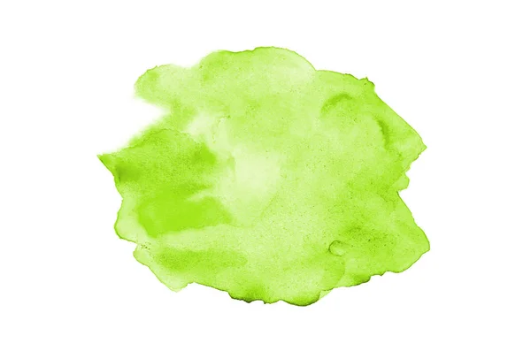 Imagem de fundo aquarela abstrata com um respingo líquido de tinta aquarelle, isolado em branco. Tons verdes claros — Fotografia de Stock