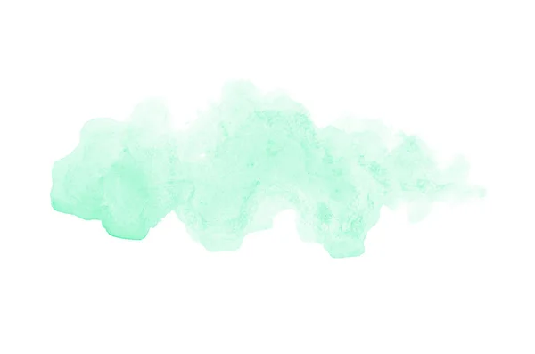 Abstract watercolor background image with a liquid splatter of aquarelle paint, isolated on white. Turquoise tones — Stock Photo, Image