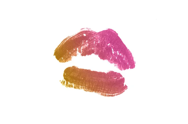 Segno di bacio rossetto su sfondo bianco. Belle labbra isolate . — Foto Stock